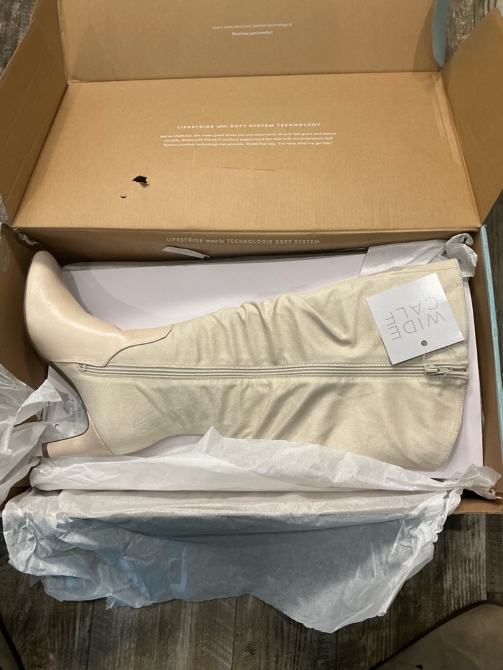 Women's Knee-High Slouch Boot Almond Milk Color Size 8.5 Wide Calf - Picture 15 of 16
